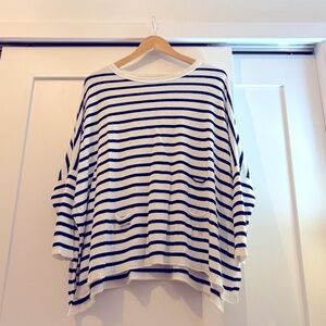 Merseaco Catalina one size white and navy nautical stripe sweater